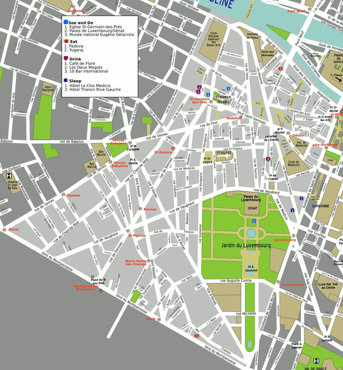Zemljevid 6. okrožju v Parizu