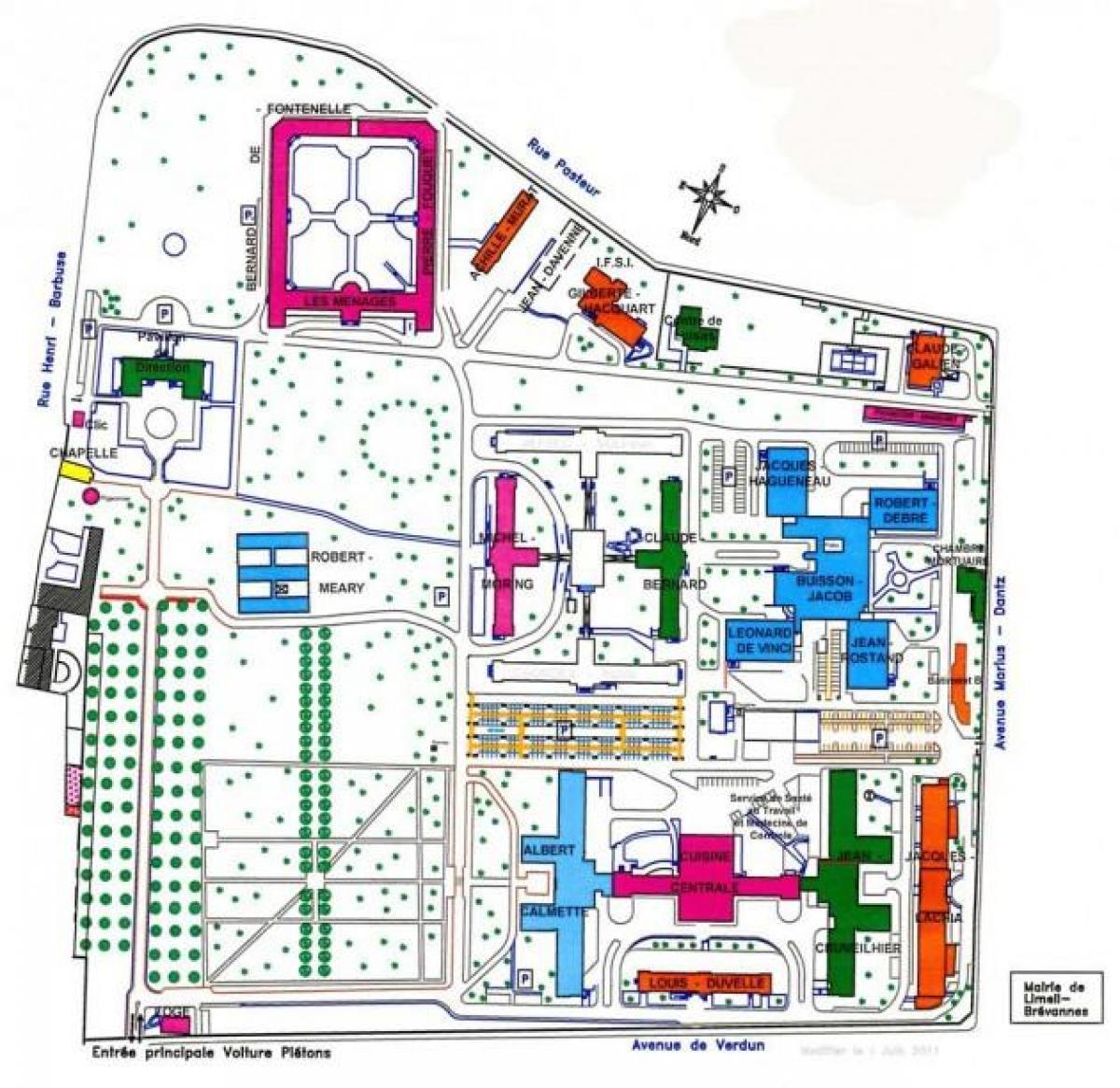 Zemljevid Emile-Roux bolnišnici