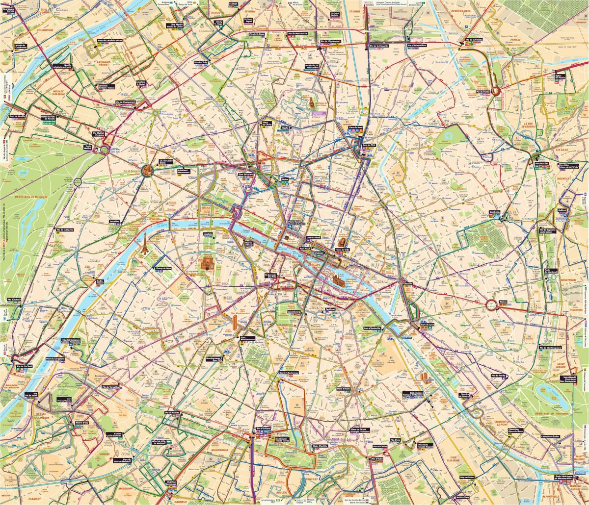 Zemljevid Pariza avtobus