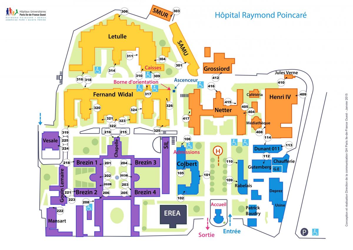 Zemljevid Raymond-Poincaré bolnišnici