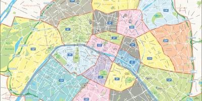 Zemljevid arrondissements v Parizu