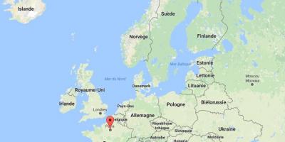 Zemljevid pariza na zemljevid Evrope