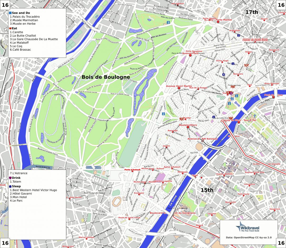 Zemljevid 16. okrožju Pariza