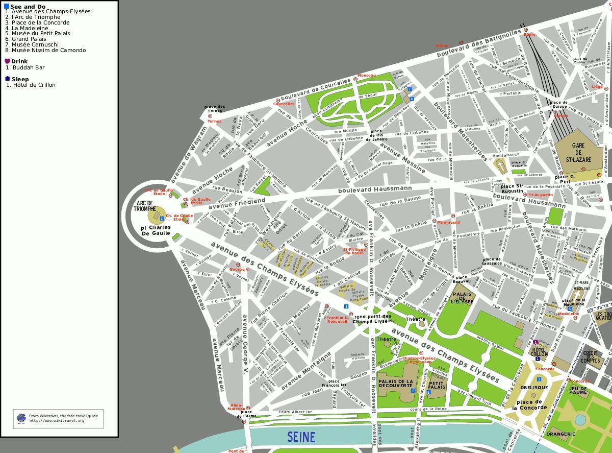 Zemljevid 8. okrožju Pariza