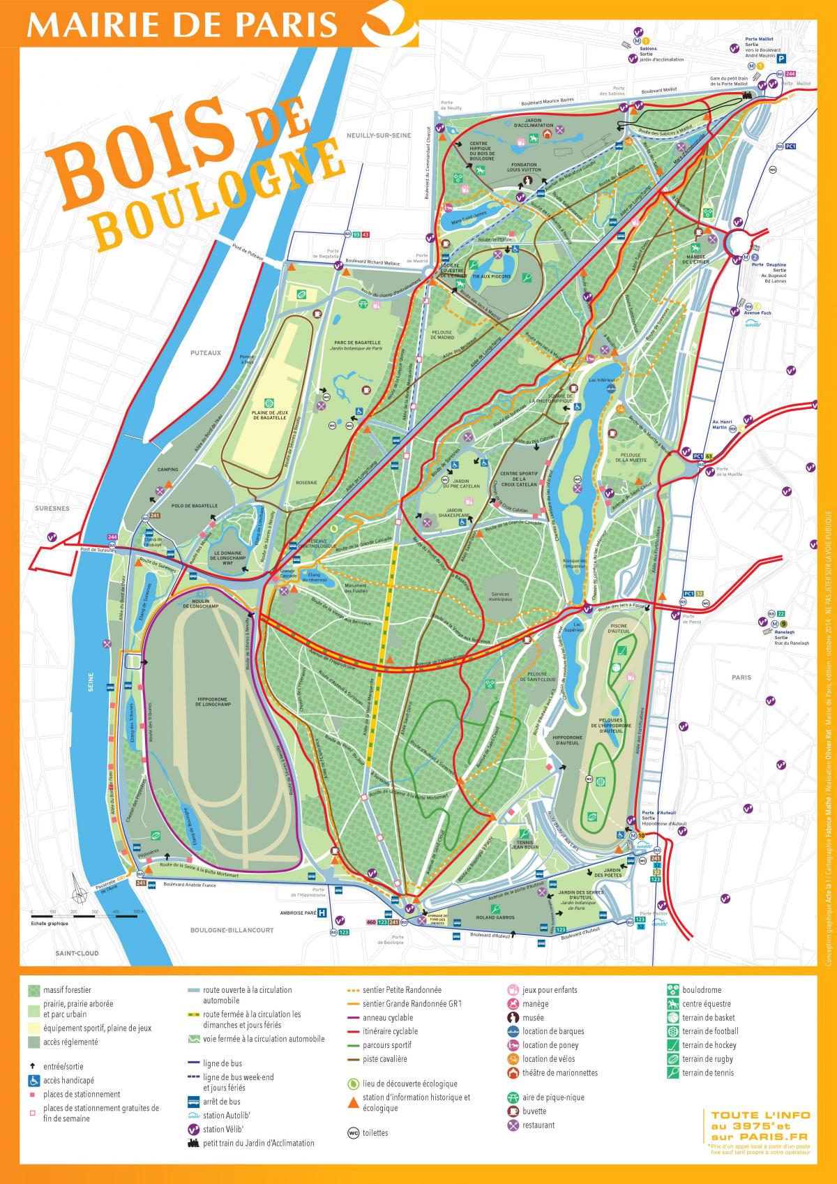 Zemljevid Bois de Boulogne