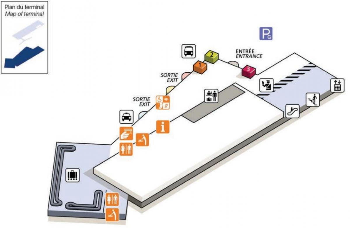 Zemljevid CDG letališki terminal 2G