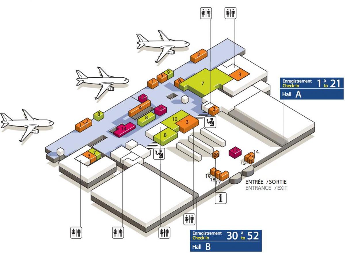 Zemljevid CDG letališki terminal 3