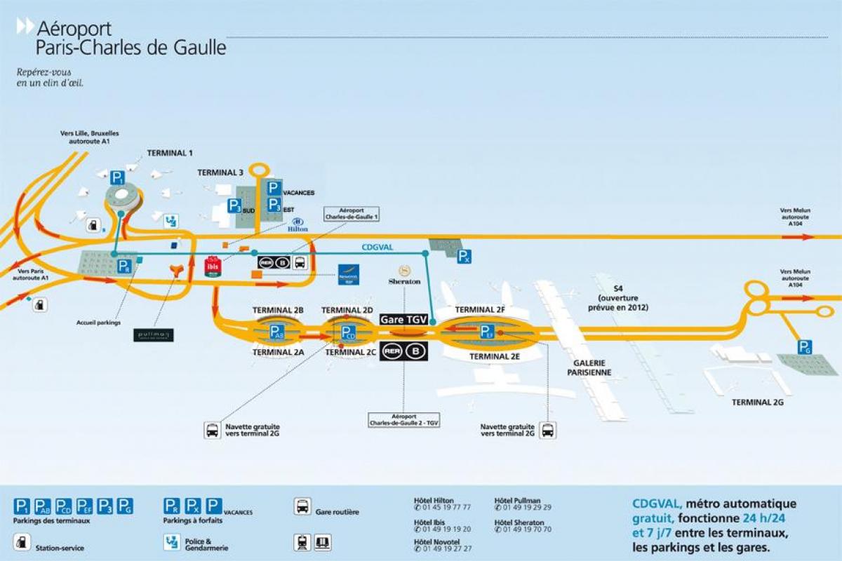 Zemljevid Charles de Gaulle letališče
