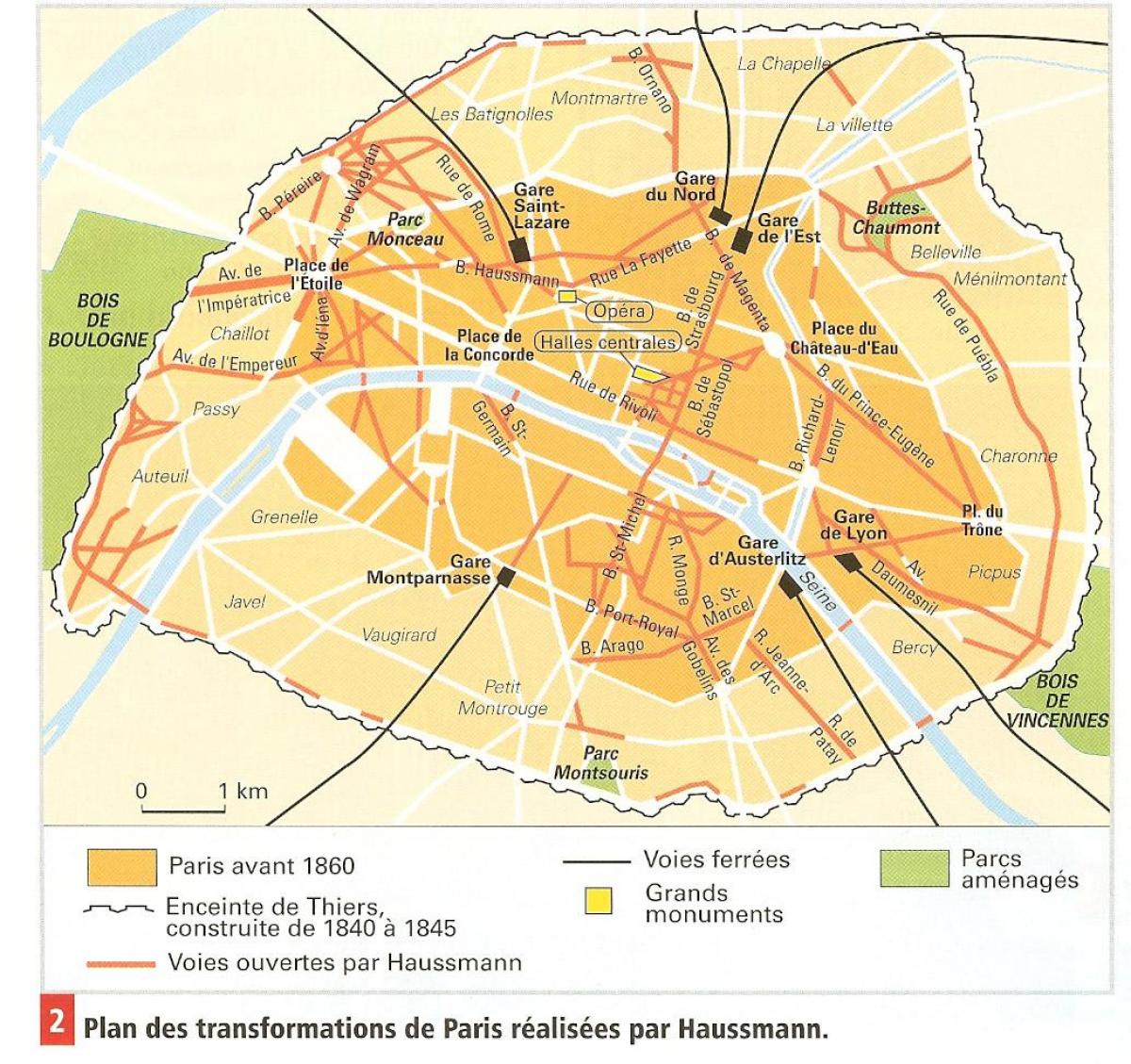 Zemljevid Haussmann Parizu
