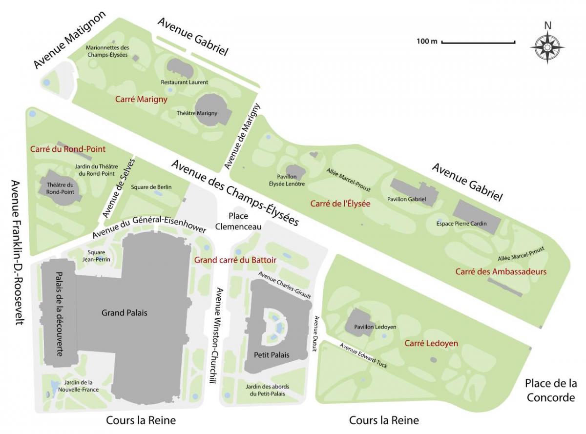 Zemljevid Jardin des Champs-Élysées