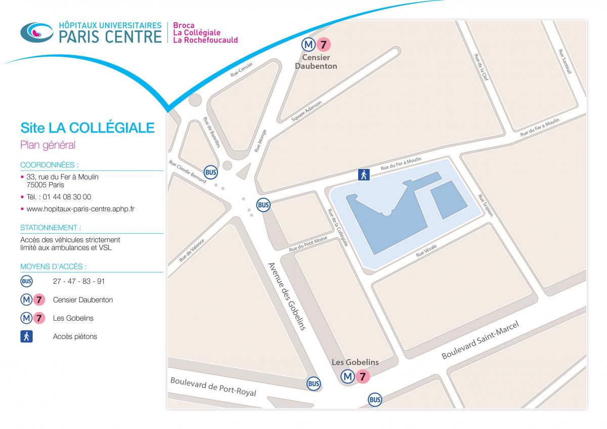 Zemljevid La Collégiale bolnišnici