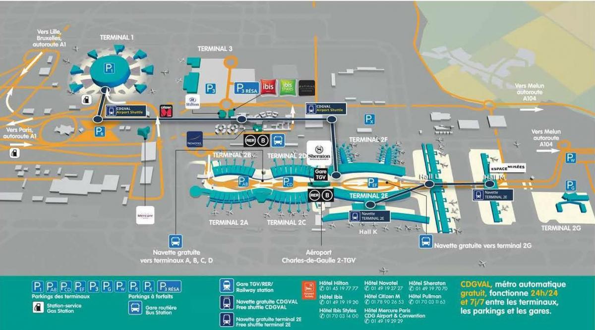 Zemljevid letališča CDG