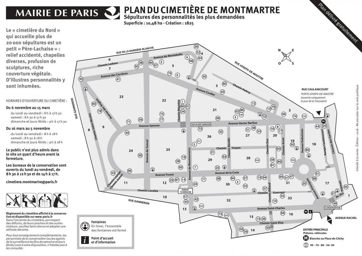 Zemljevid Montmartre Pokopališču