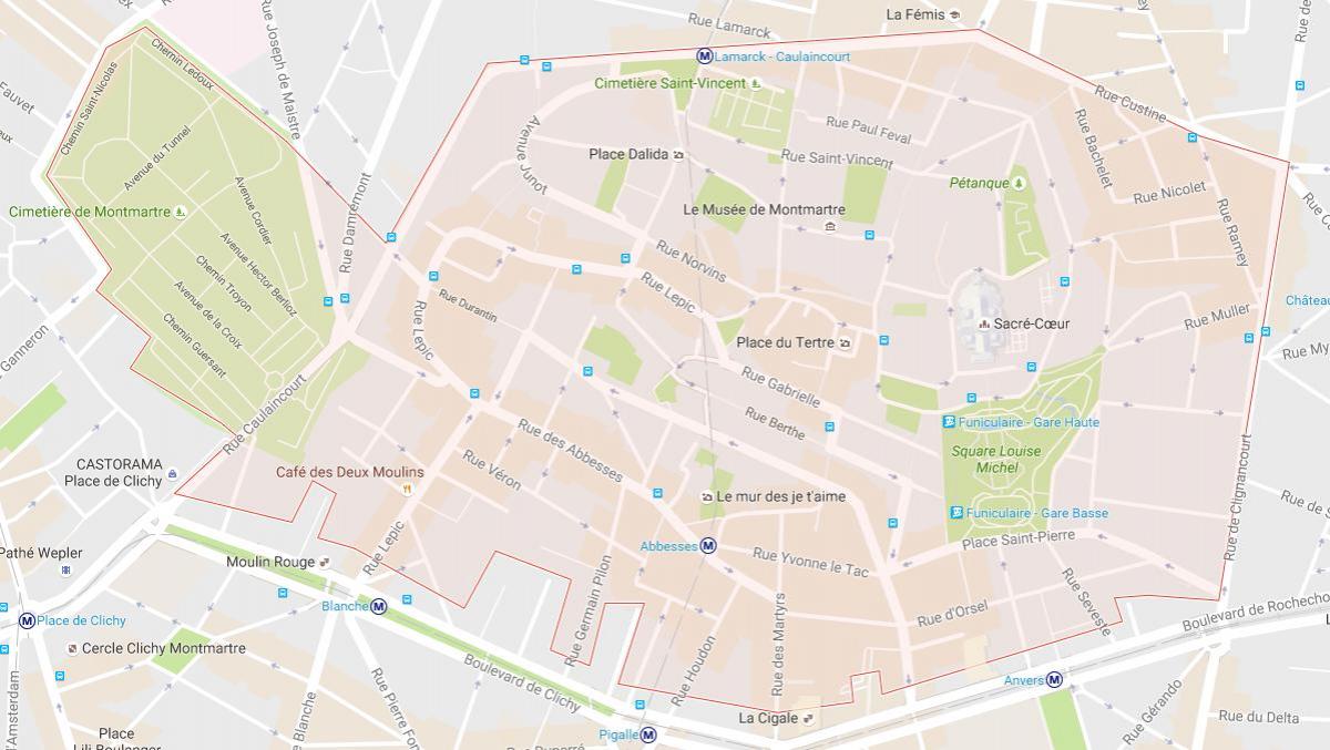 Zemljevid Montmartre