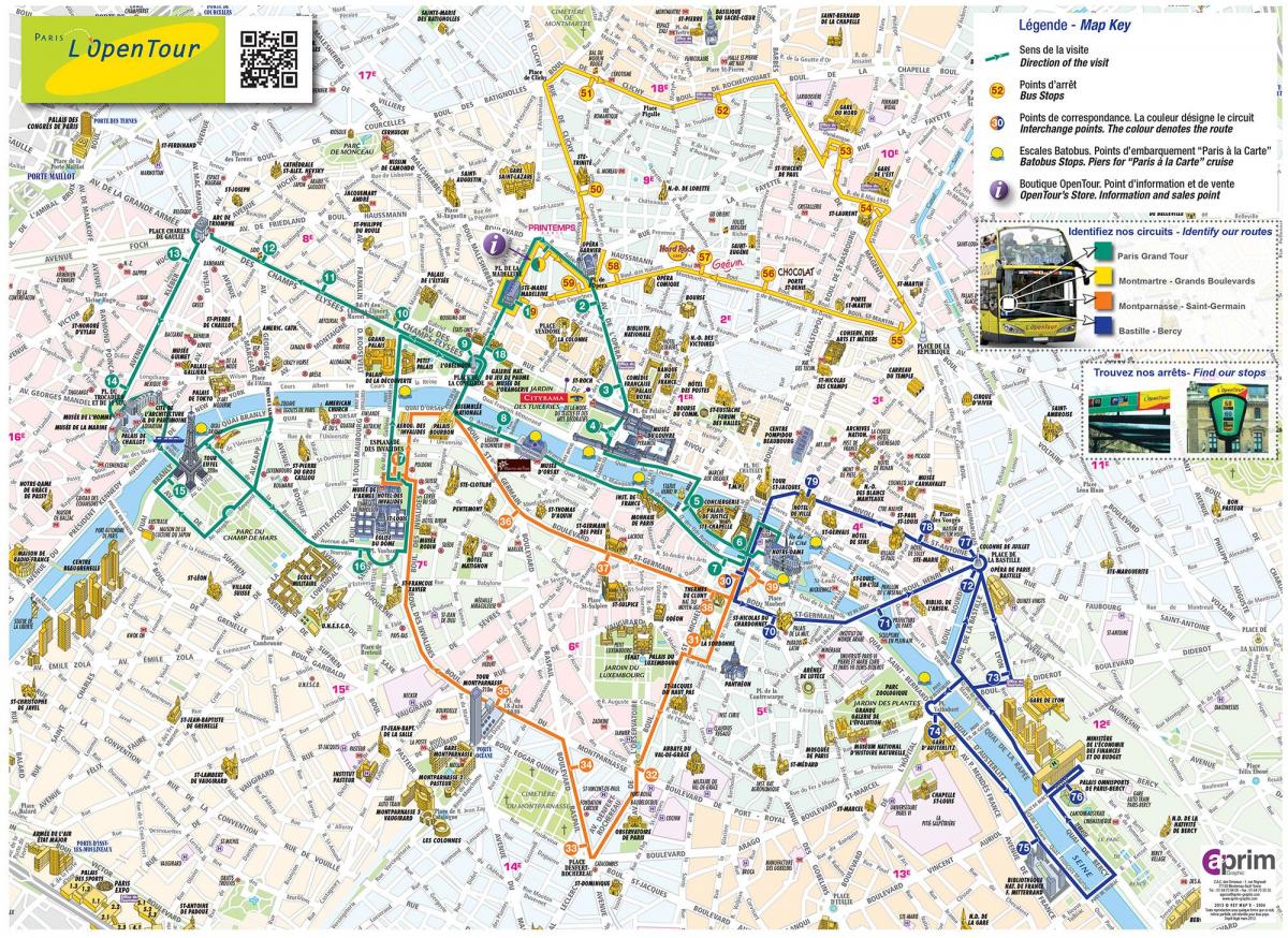 Zemljevid Odprt tour Parizu