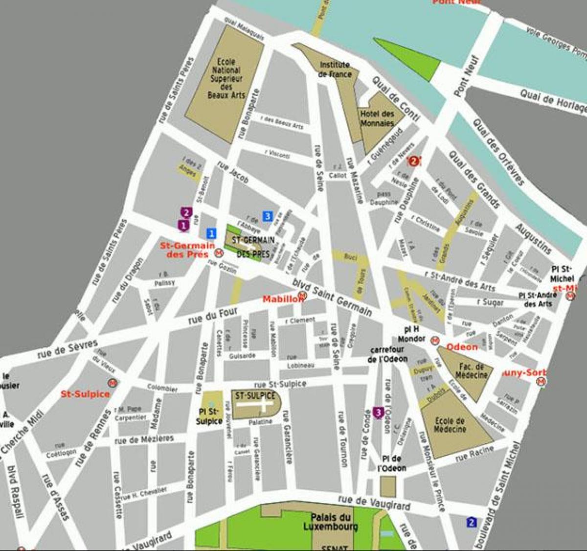 Zemljevid Okrožje Saint-Germain-des-Pres