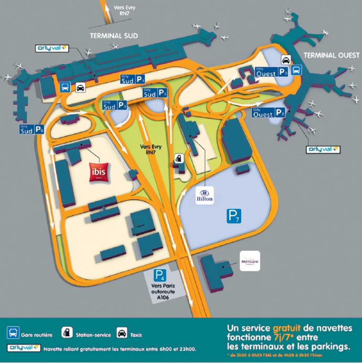 Zemljevid Orly letališče