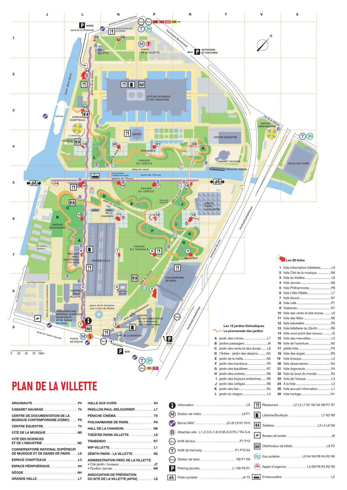 Zemljevid Parc de la Villette