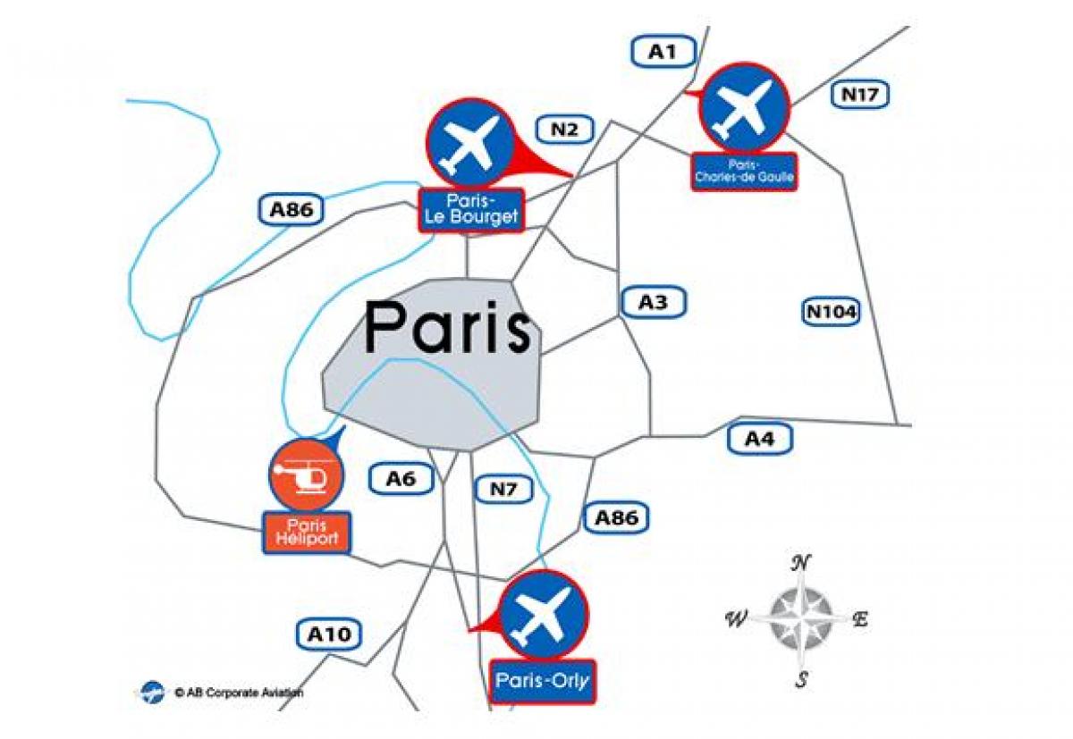 Zemljevid Pariza letališče