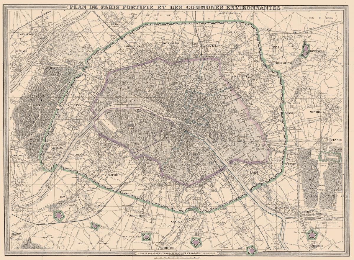 Zemljevid Pariza 1850
