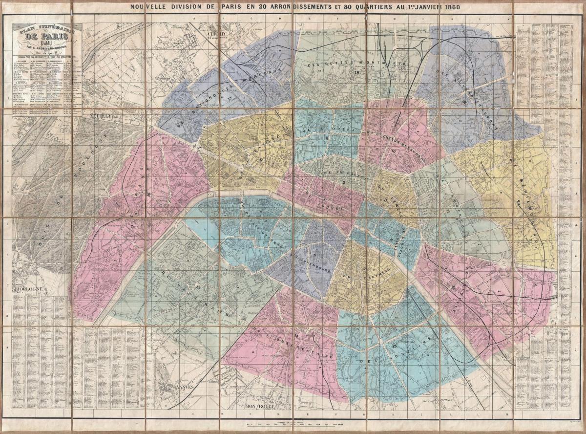 Zemljevid Pariza 1860