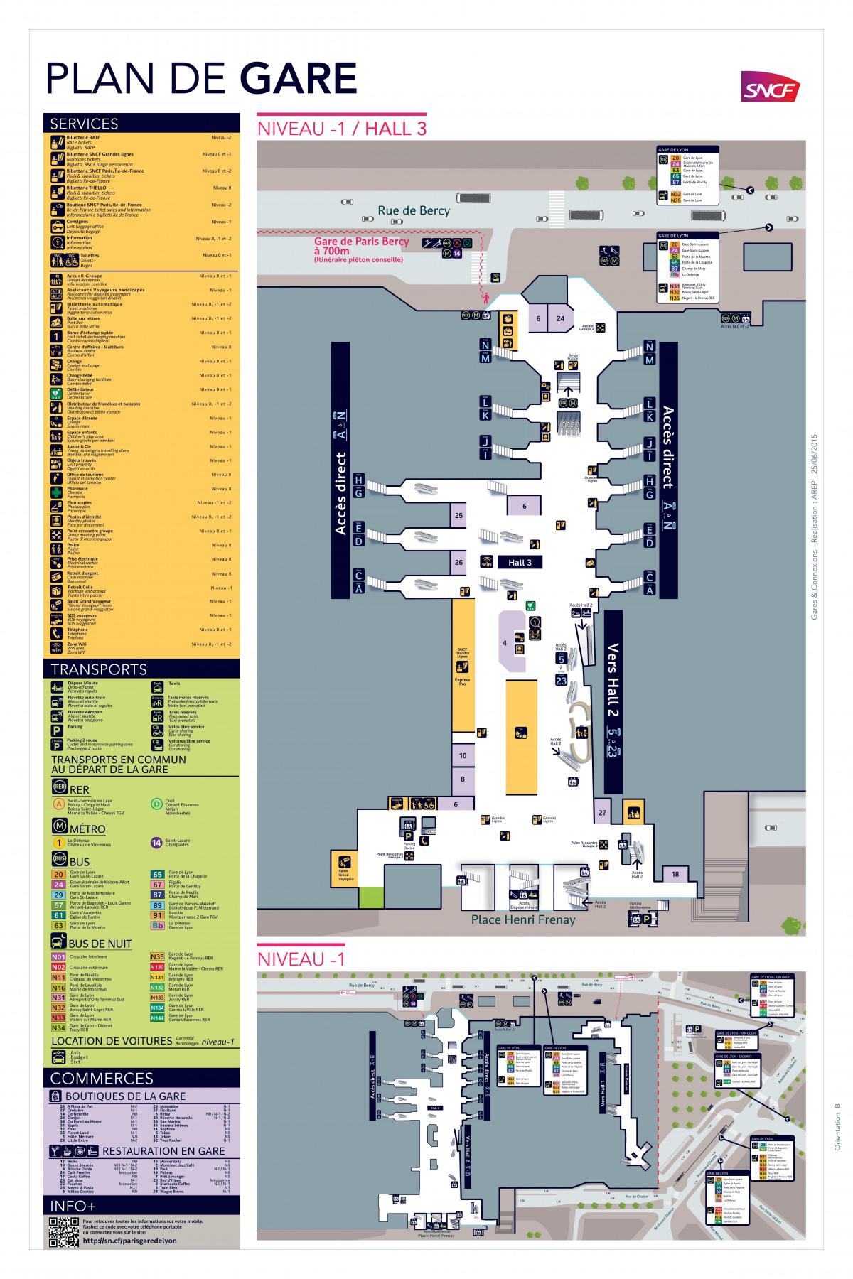 Zemljevid Pariza-Gare de Lyon Dvorana 3