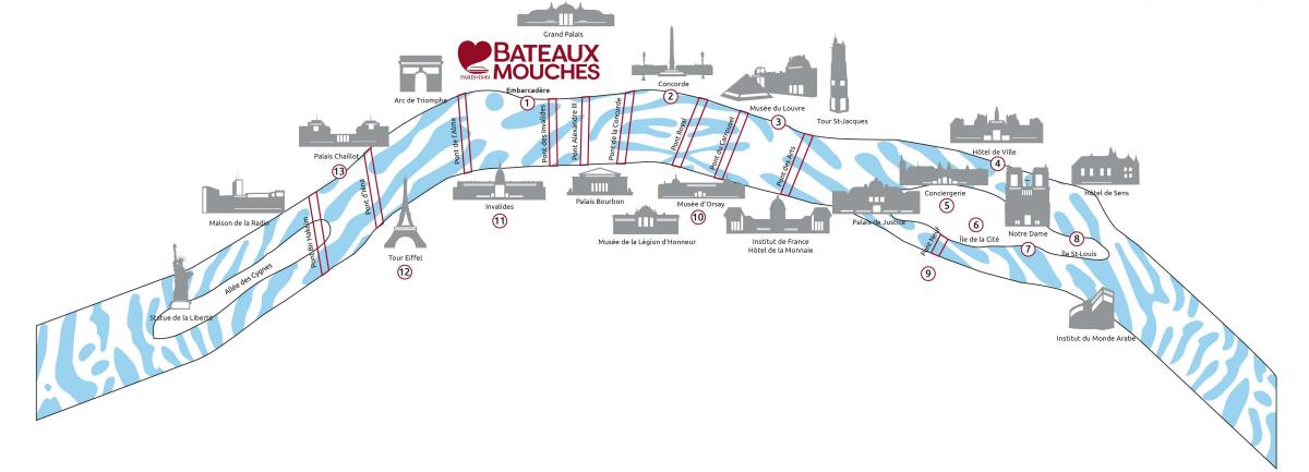 Zemljevid Pariza letenje čolni