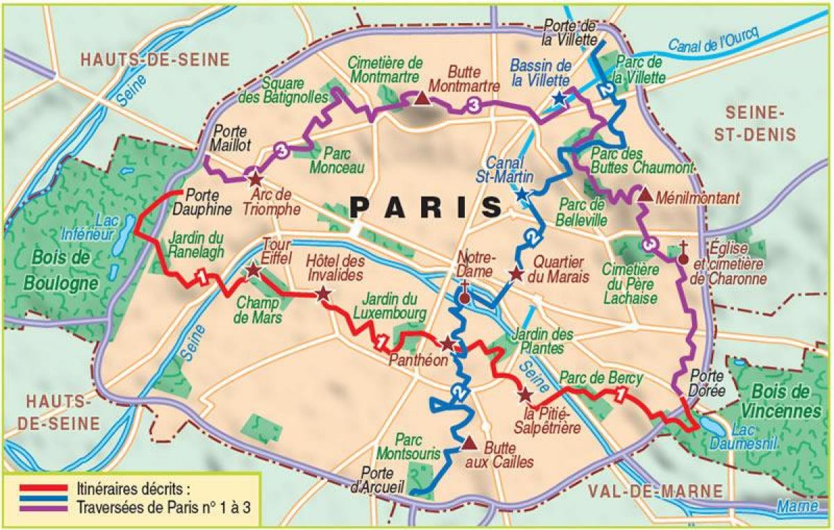 Zemljevid Pariza pohodništvo