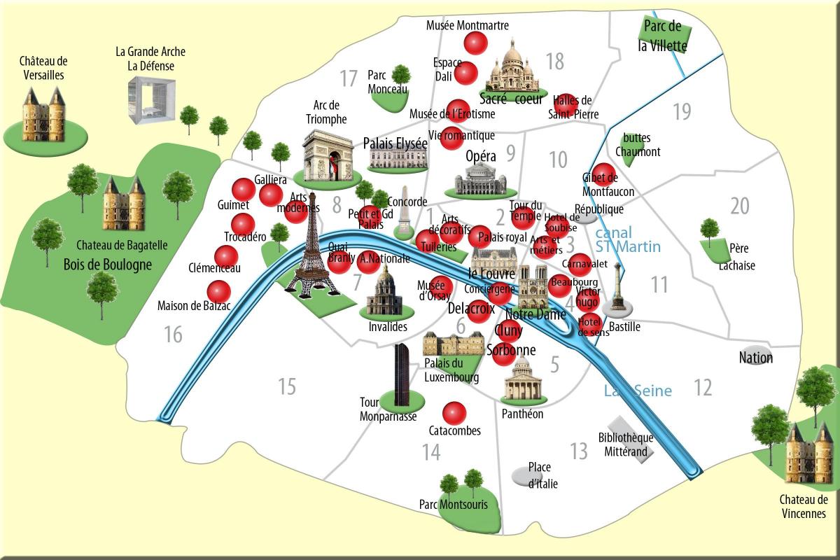 Zemljevid pariza spomeniki