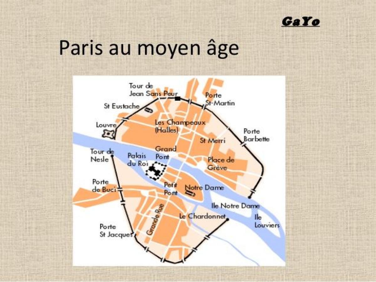 Zemljevid Pariza v Srednjem Veku