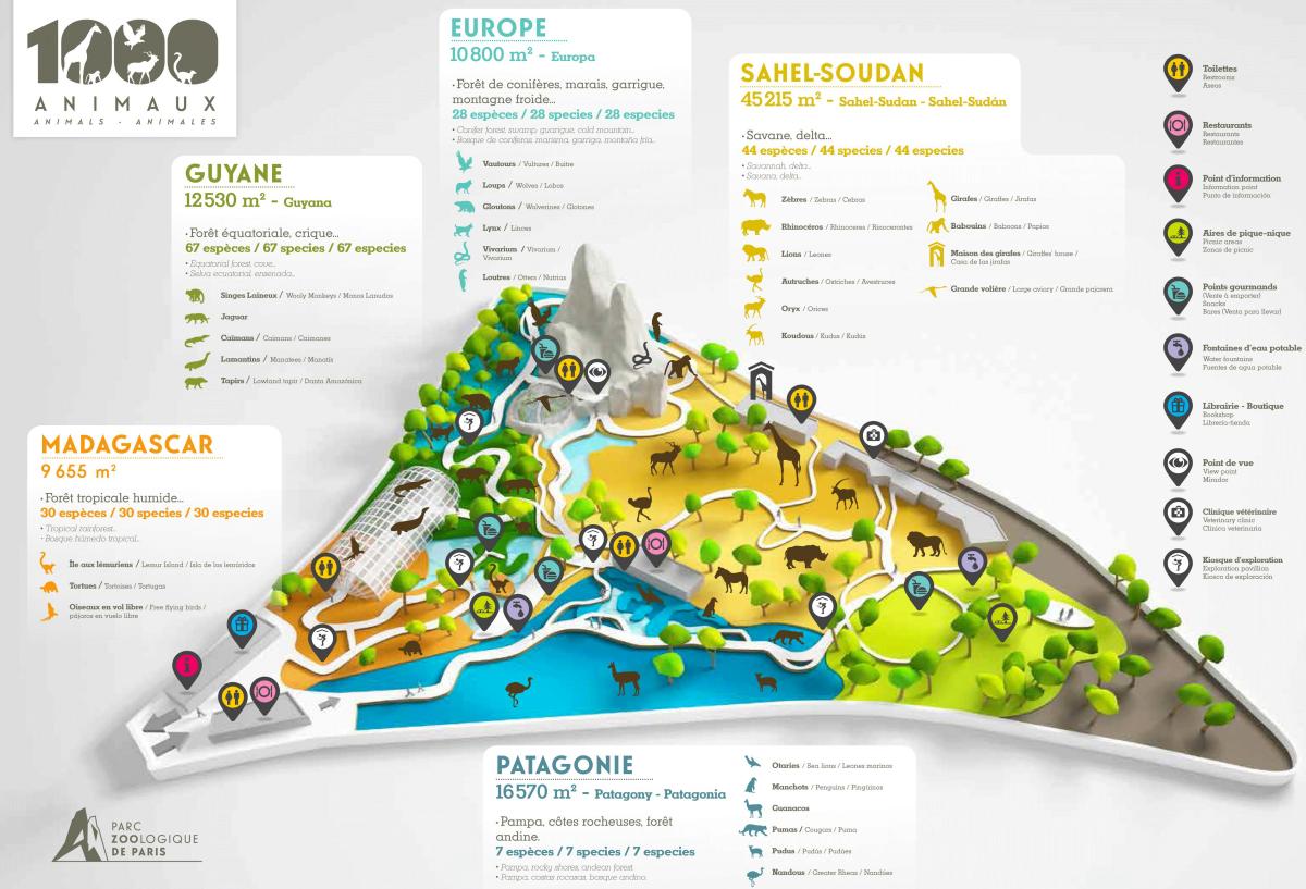 Zemljevid Pariza Živalski Park