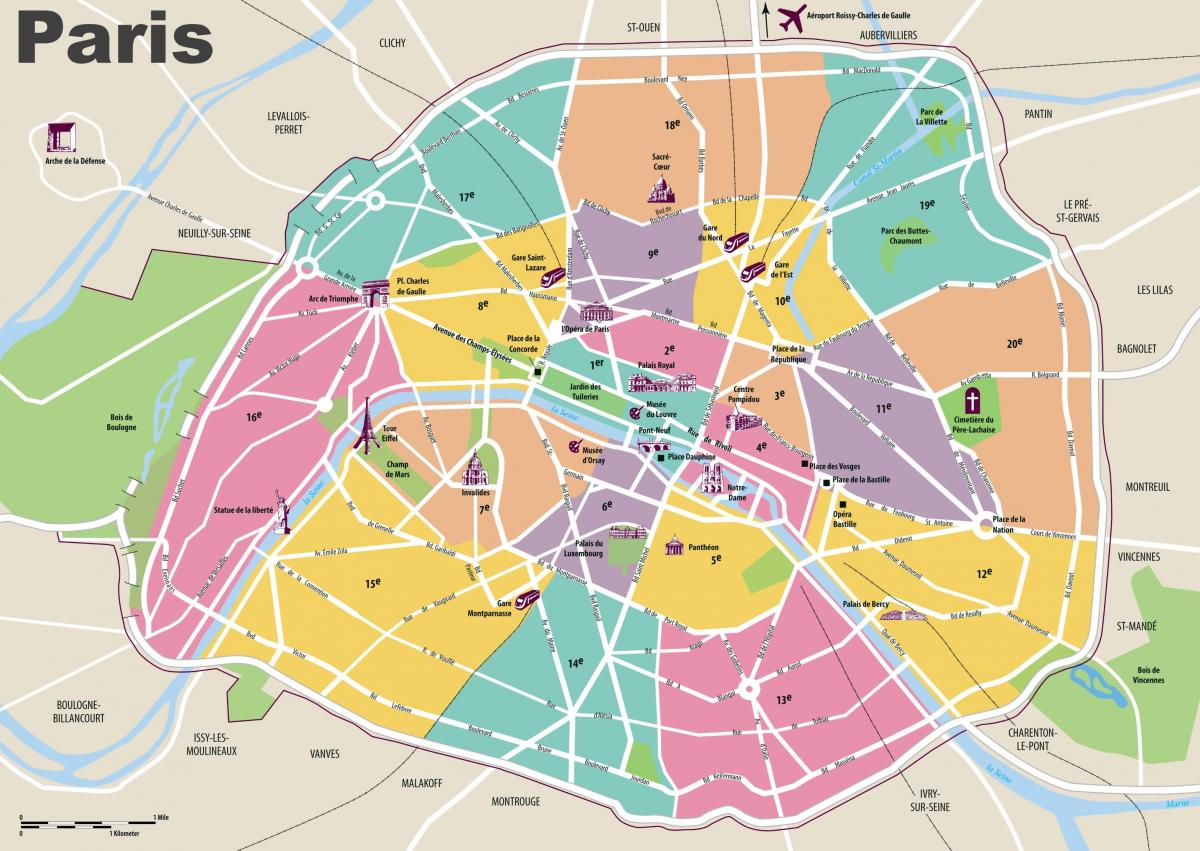 Zemljevid Pariza zanimivosti