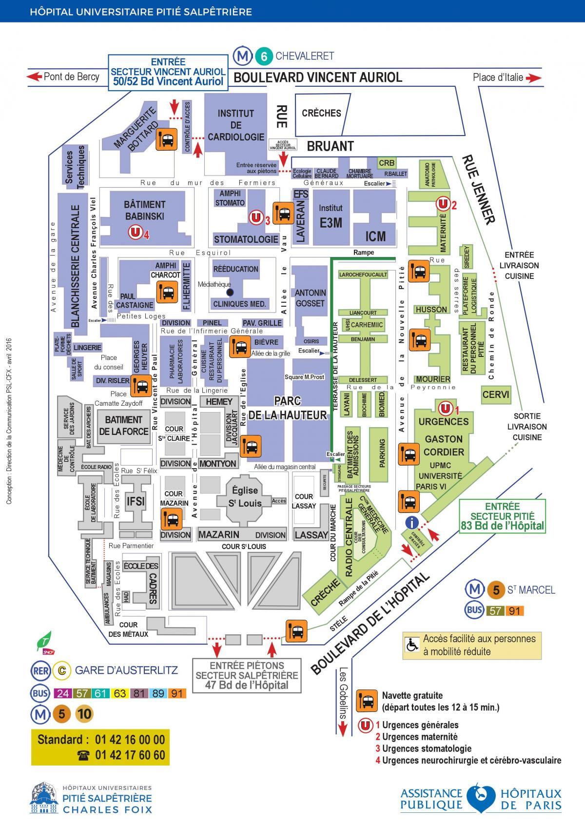 Zemljevid Pitie Salpetriere bolnišnici