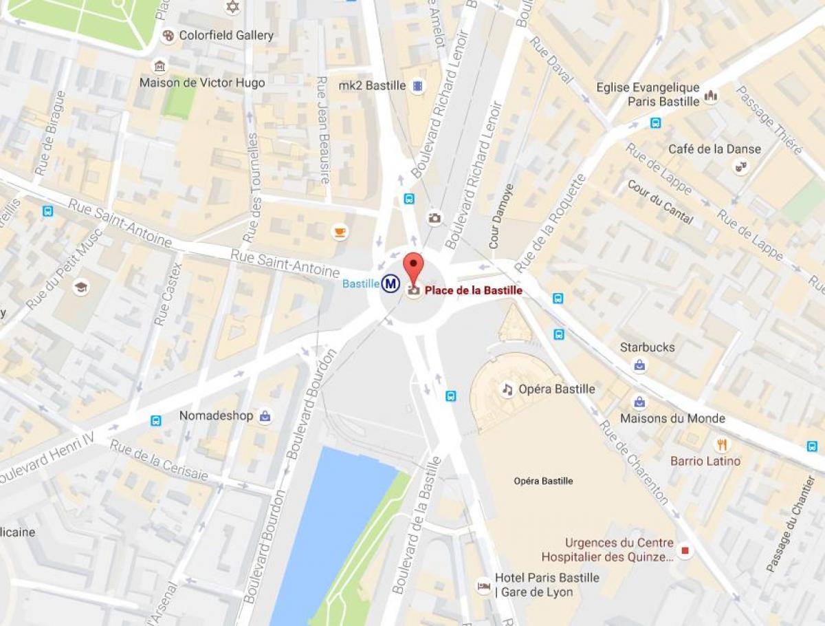 Zemljevid Place de la Bastille