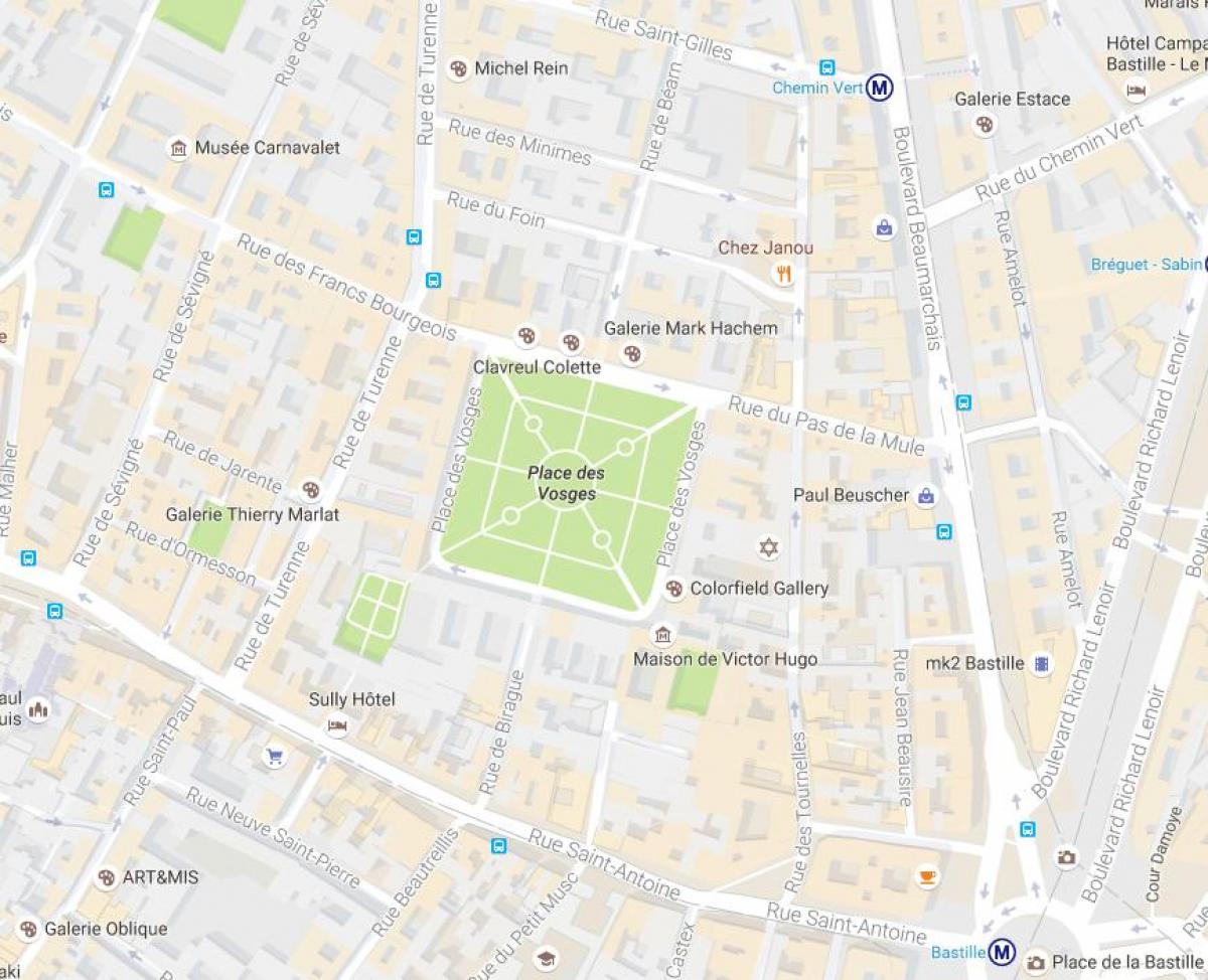 Zemljevid Place des Vosges