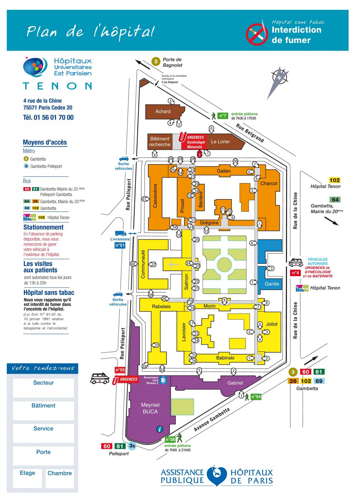 Zemljevid Tenon bolnišnici