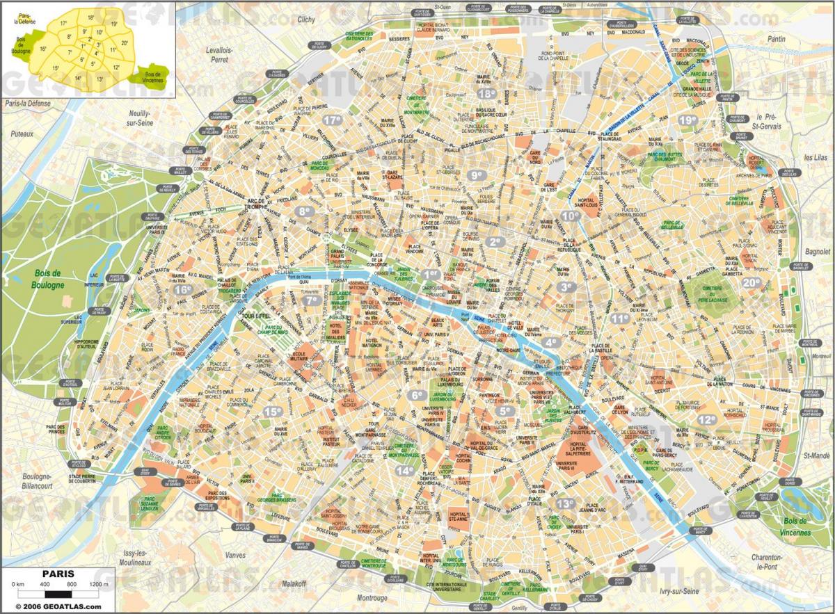 Zemljevid Ulic Pariza