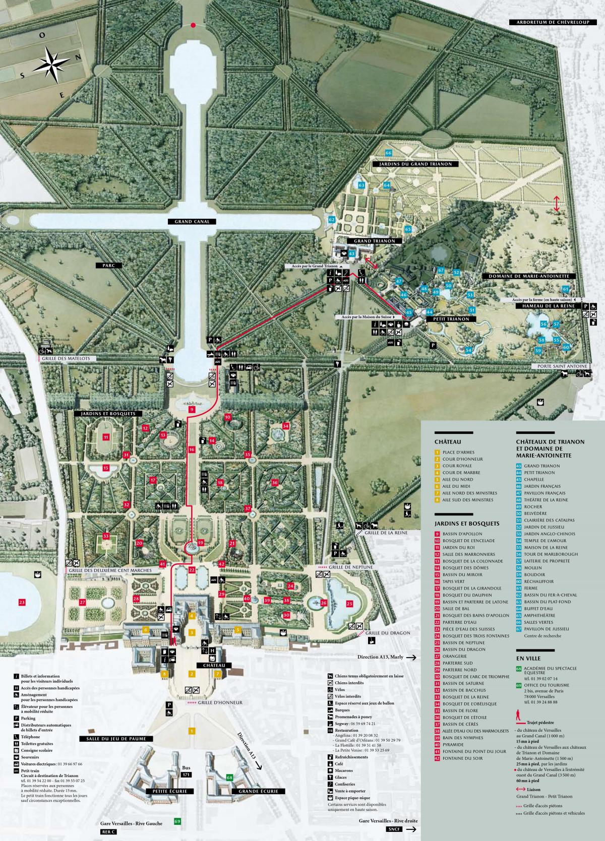 Zemljevid Vrtovi v Versaillesu