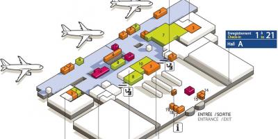 Zemljevid CDG letališki terminal 3
