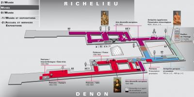 Zemljevid Louvre Muzeja Ravni 1