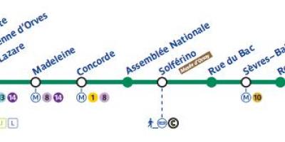 Zemljevid Pariza linijo podzemne železnice 12