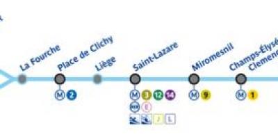 Zemljevid Pariza linijo podzemne železnice 13