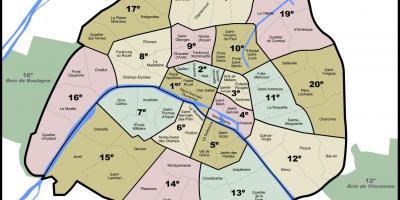 Zemljevid Pariza soseskah